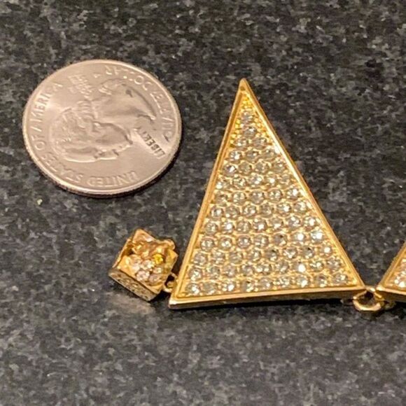 Spectacular Eddie Borgo Ombré Pavé Triangle Collar Flat Choker Necklace - Picture 10 of 11